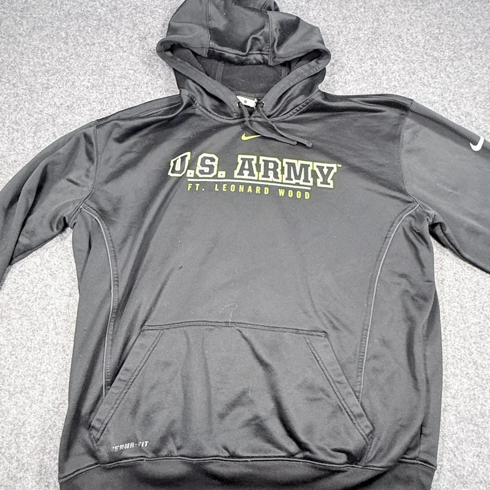 Nike  Therma-FIT US Army Ft Leonard Wood Hoodie Black Large Pullover Sweatshirt